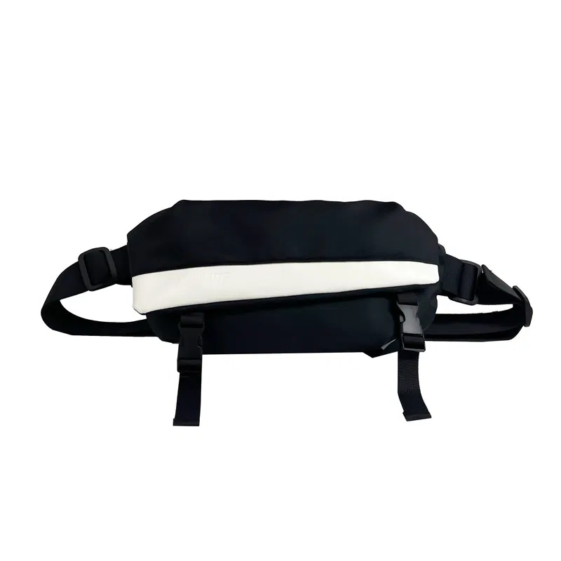 德力熊 百搭时尚运动 超纤 胸包 男女同款情侣款 黑白拼色/黑色