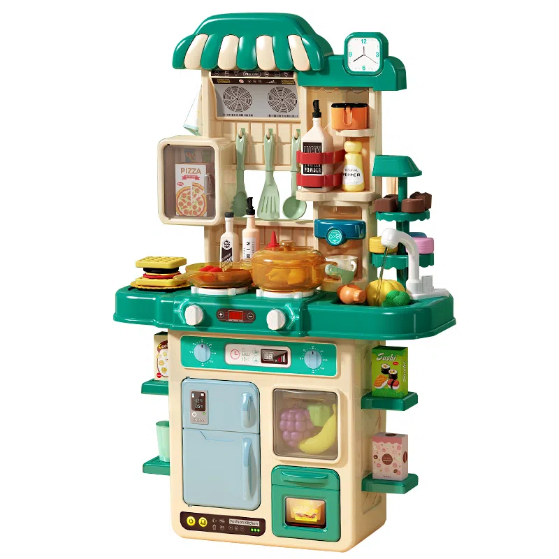 益米 儿童迷你厨房过家家 喷雾出水 带灯光音乐 仿真模拟做饭 智能玩具