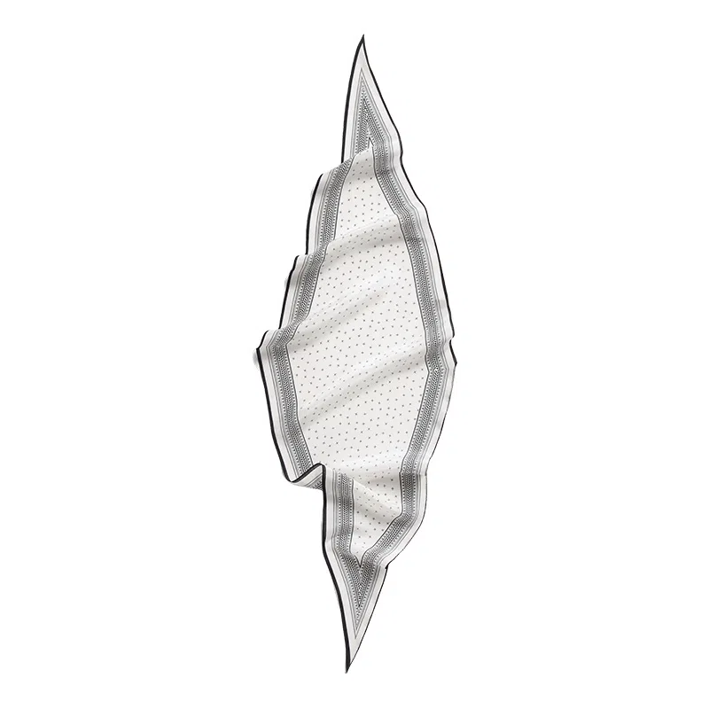 杭丝路 菱形小长条围巾纱巾护颈薄款遮脖子防晒 桑蚕丝 丝巾 女款 白色