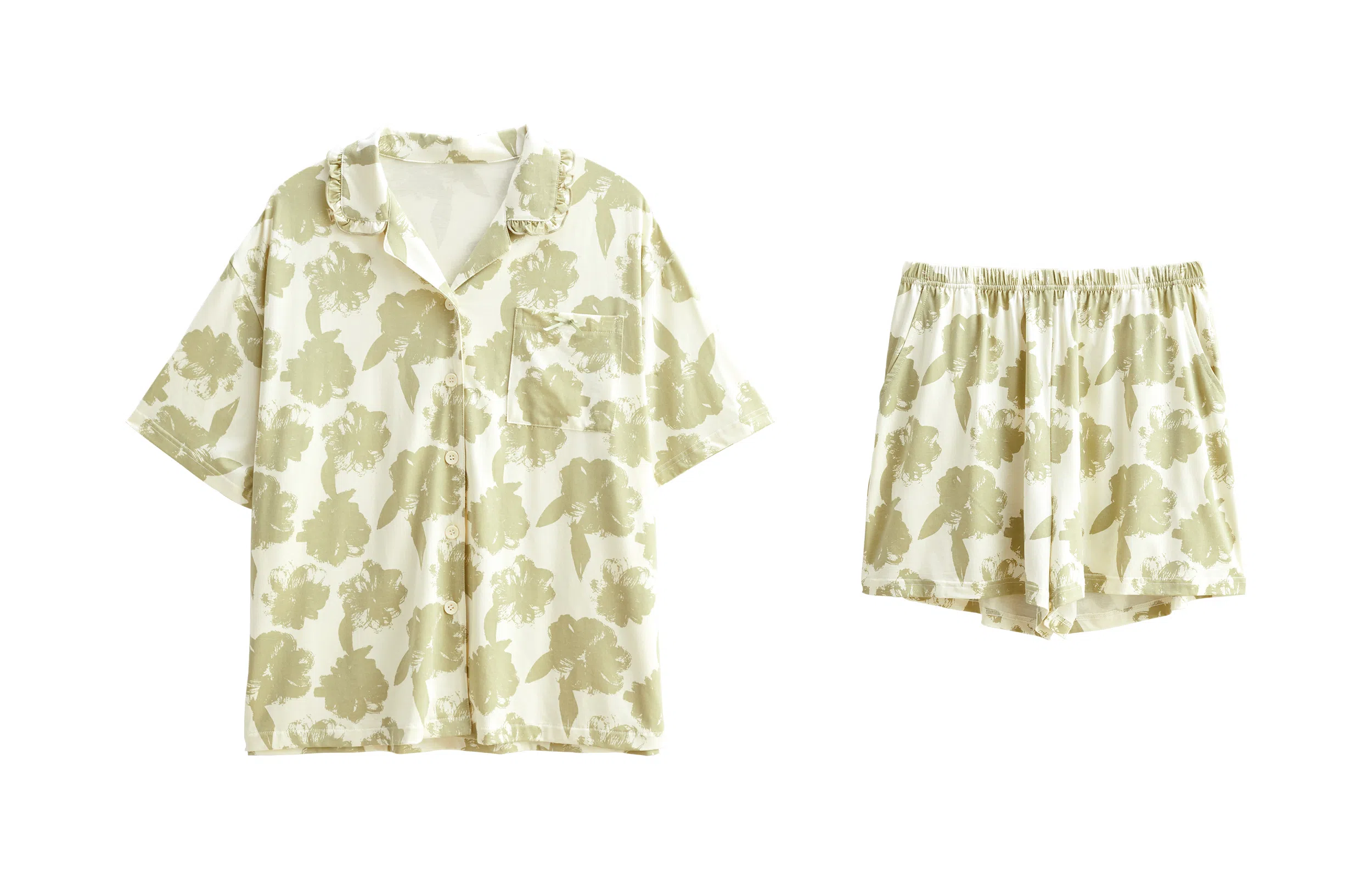 歌倩雅 凉感型时尚高级感短袖三分裤睡衣套装 女款 图色