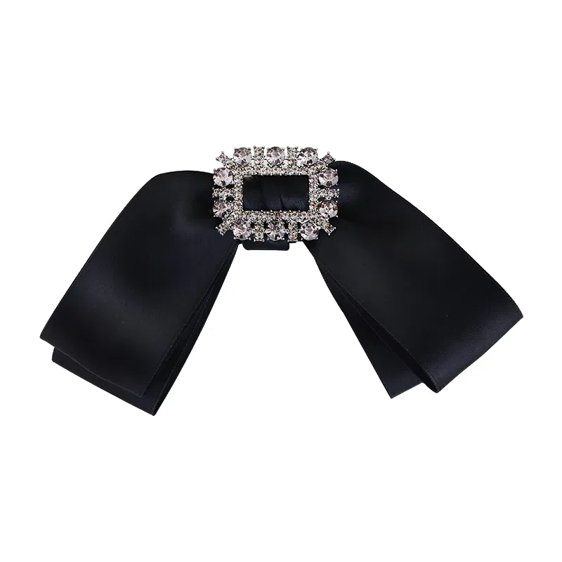 左欧 后脑勺蝴蝶结一字夹高端水钻弹簧夹 布艺 发夹 女款