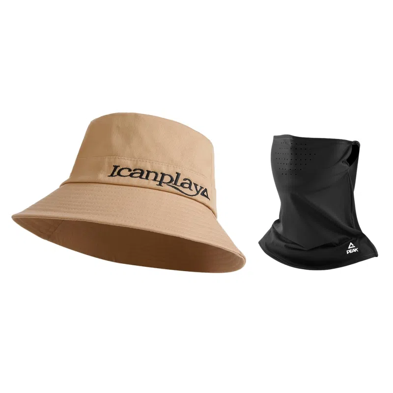 匹克 微标刺绣遮阳防晒可折叠 棉 渔夫帽 男女同款情侣款 驼色