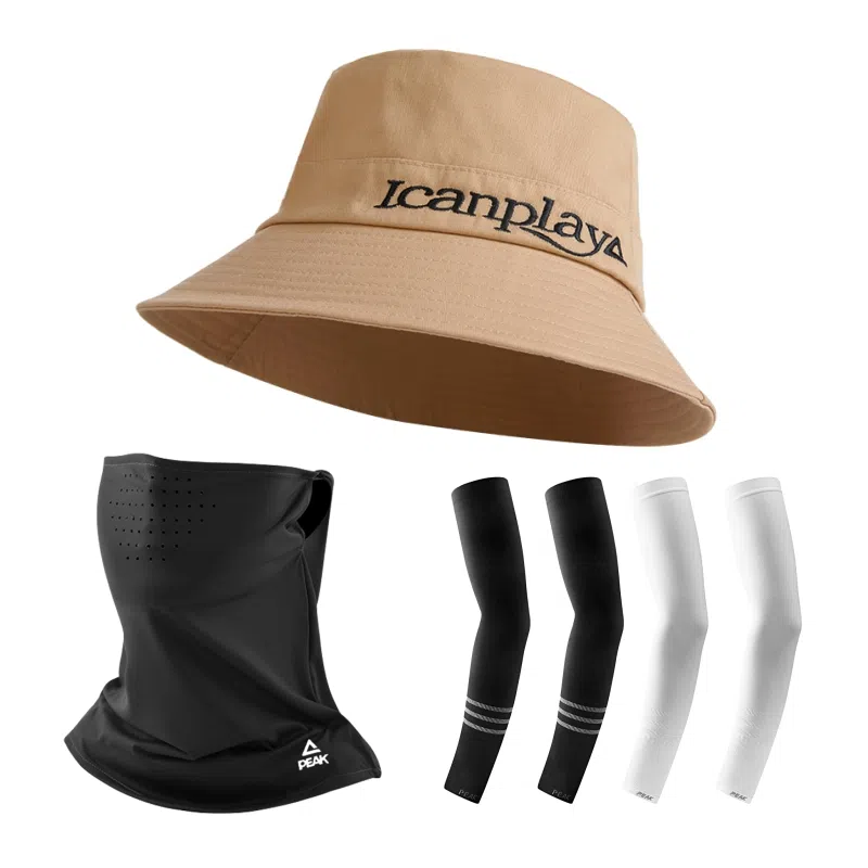 匹克 微标刺绣遮阳防晒可折叠 棉 渔夫帽 男女同款情侣款 驼色