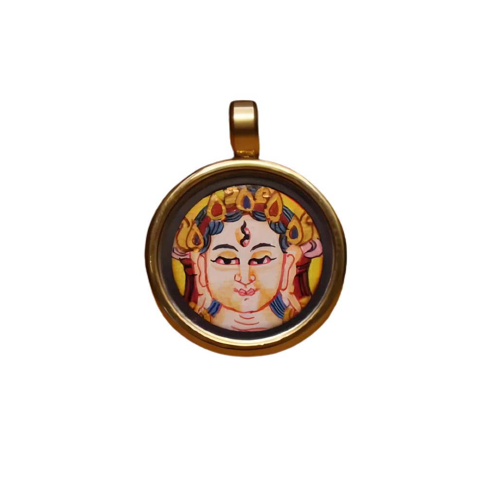 玉临门 新中式平安吉祥白度母唐卡热贡手绘 合金 吊坠 男女同款情侣款