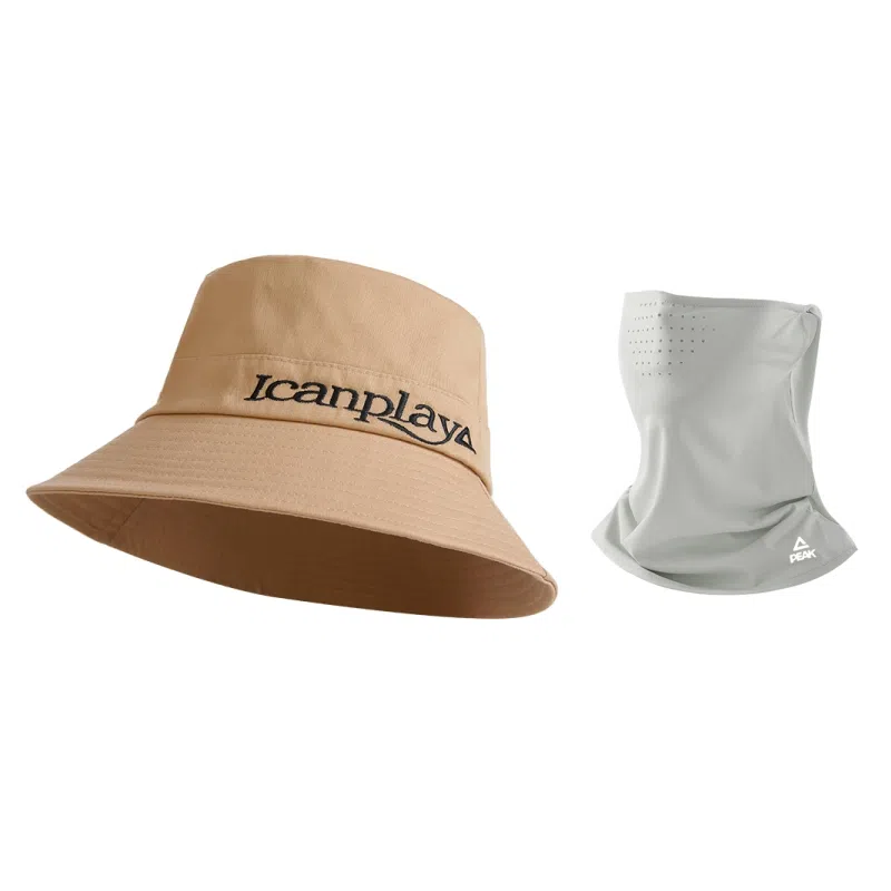 匹克 微标刺绣遮阳防晒可折叠 棉 渔夫帽 男女同款情侣款 驼色