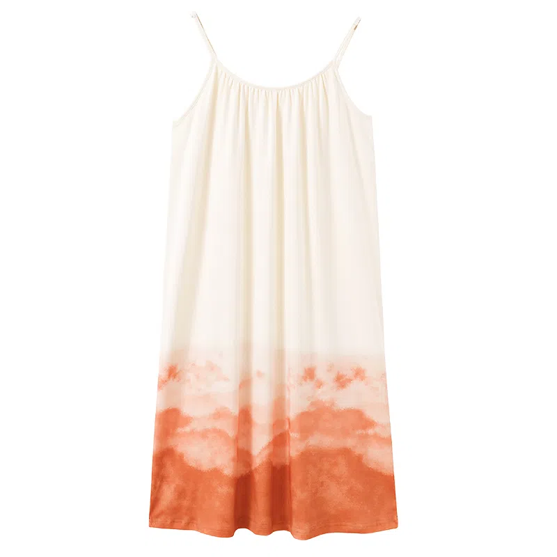 贴身领域 水墨印花蝴蝶结可爱吊带睡裙 女款 杏色