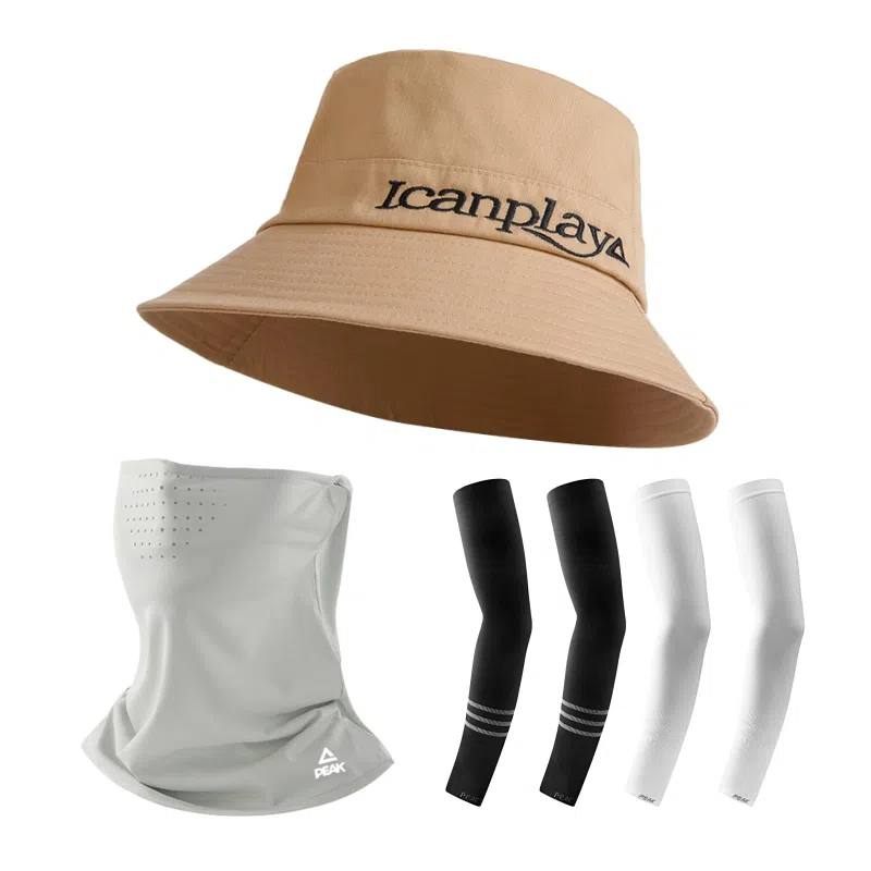 匹克 微标刺绣遮阳防晒可折叠 棉 渔夫帽 男女同款情侣款 驼色