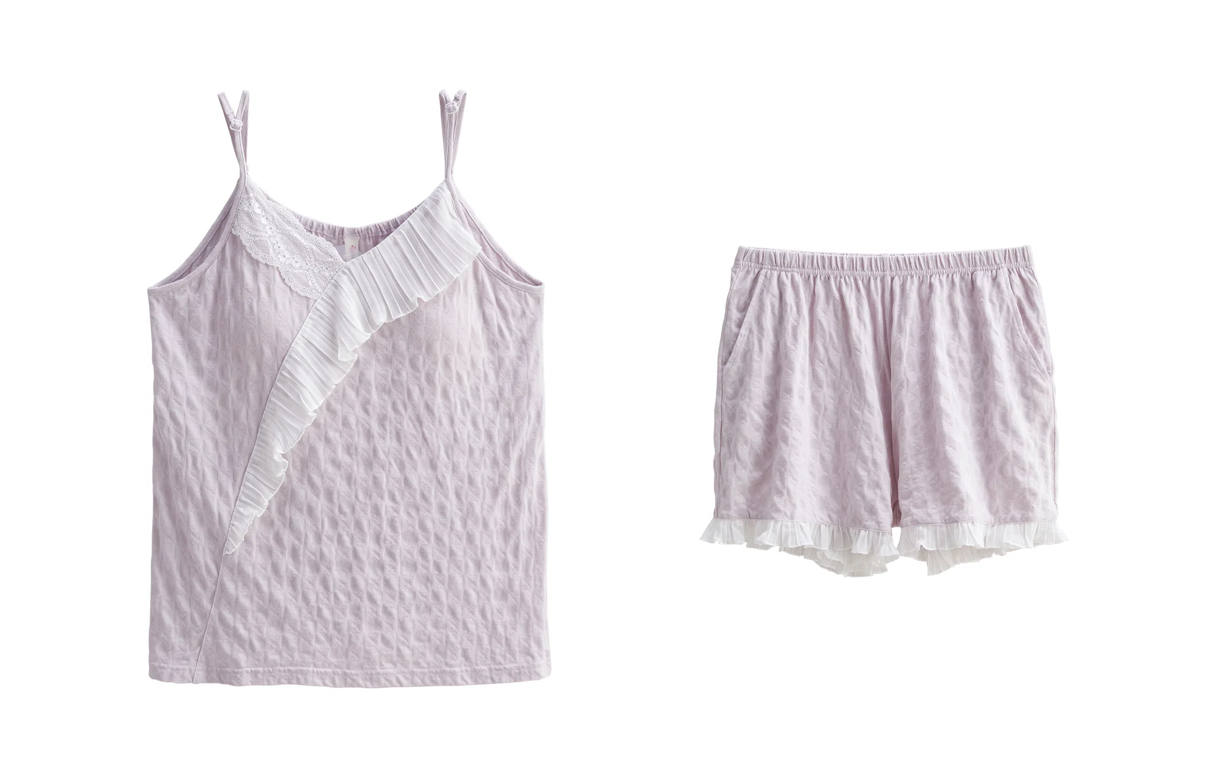 歌倩雅 薄款纯欲无袖上衣舒适休闲三分裤睡衣套装 女款 浅粉色