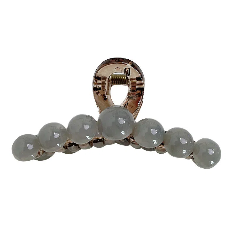 尚先生 国风新中式抓夹冰透灰色树脂圆珠鲨鱼夹时尚半扎发夹发卡 发饰 女款