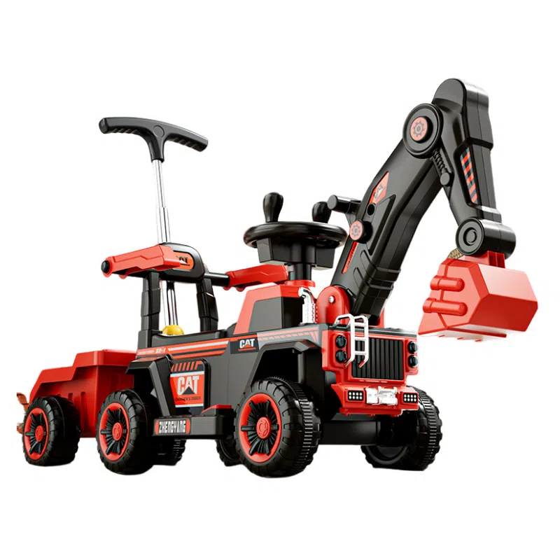 欧洛伊 电动挖机挖土 大号工程车带拖斗 四轮沙滩车 可坐人 遥控玩具