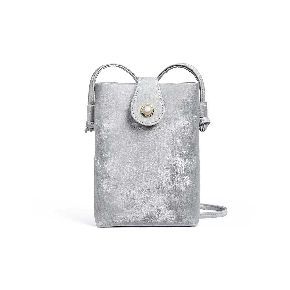 红蜻蜓 时尚设计百搭通勤 聚氨酯合成革 单肩斜挎包 小号 女款 银色/米白色