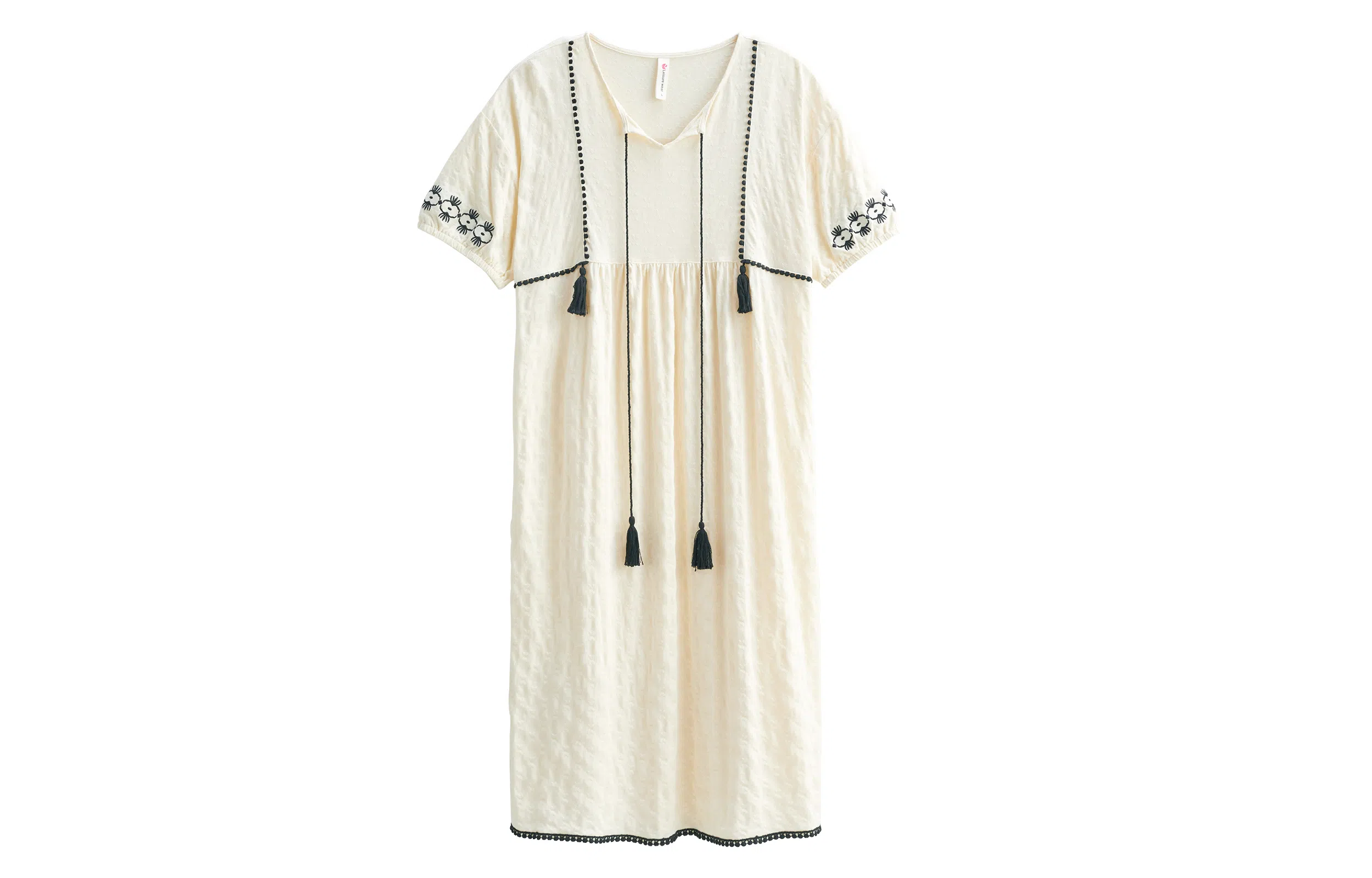 歌倩雅 简约舒适透气短袖睡裙 女款 乳白色