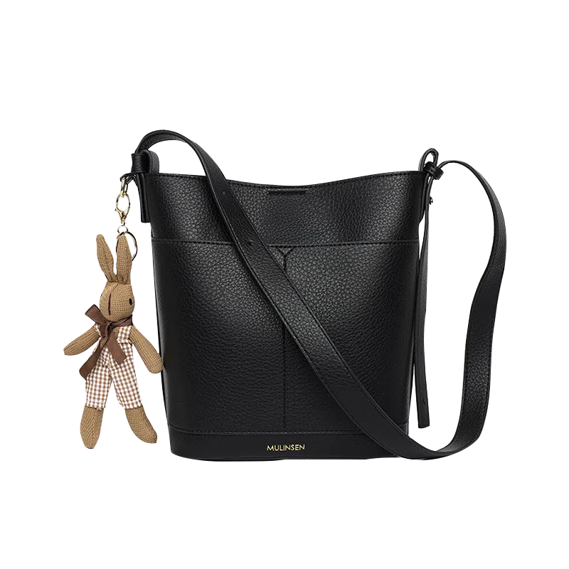 木林森 复古轻奢通勤休闲百搭 合成革 单肩包手提包水桶包 常规 女款 焦糖色/橄榄色/黑色