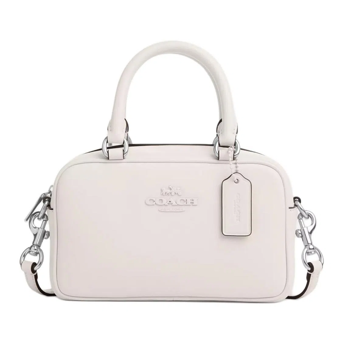 COACH Satchel 19 Logo Silver White