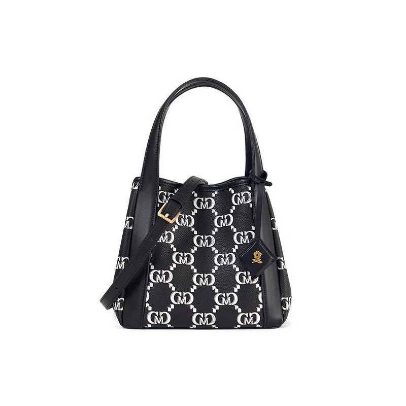 梦特娇 小众时尚通勤复古老花 合成革 单肩斜挎包 中号 女款 曜石黑/月石灰/椰奶白/果壳棕/琥珀色