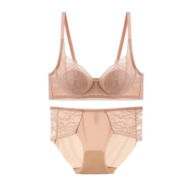 内在密码 薄款小胸聚拢透气舒适软钢圈文胸中腰三角内裤内衣裤套装 女款