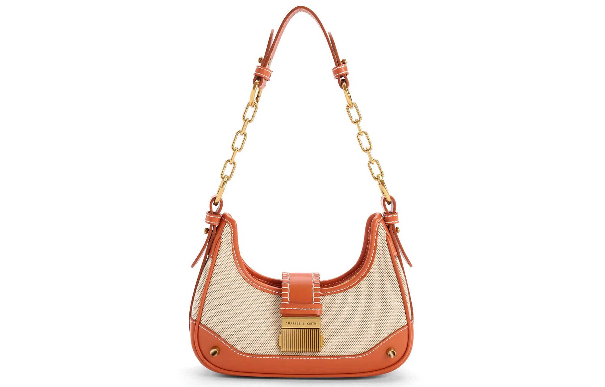 Charles & Keith Canvas Chain Shoulder Bag