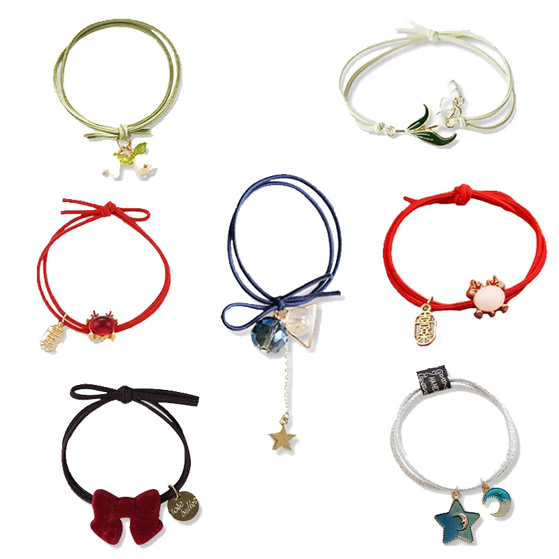 妖娆猫 一贝子一星期高级感复古蝴蝶结创意实用 合金 发圈 女款