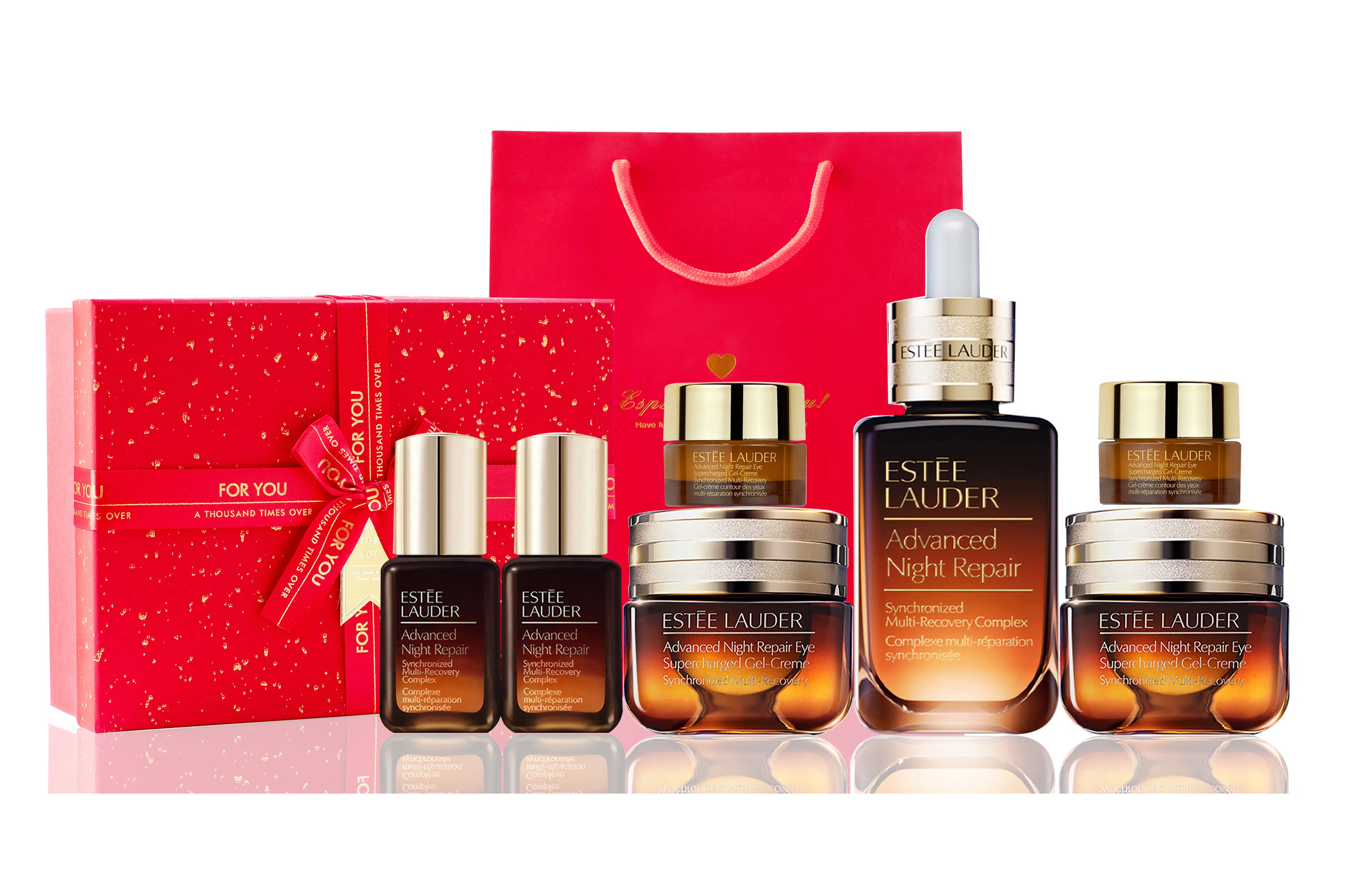 雅诗兰黛 奢宠六件礼 小棕瓶 熬夜眼霜 面部精华液 尊享挚爱礼盒 淡纹紧致保湿修护