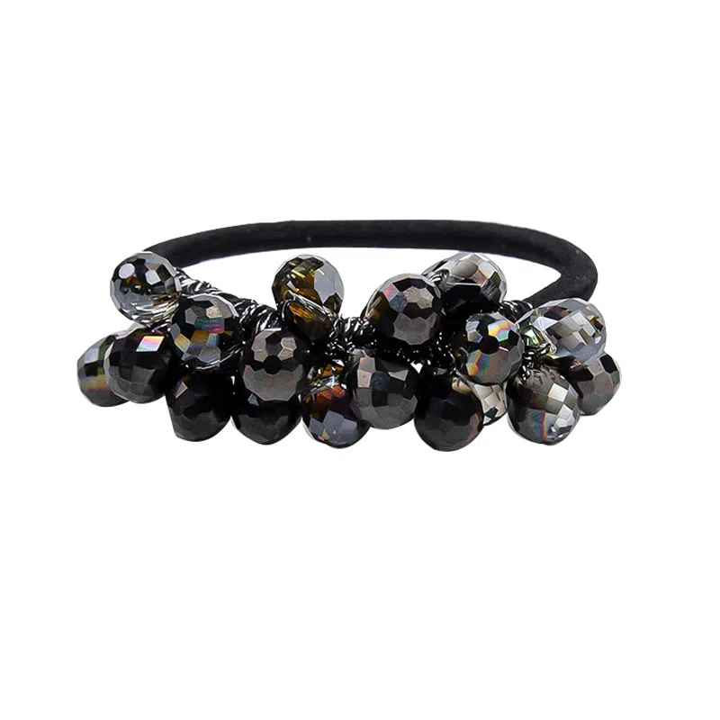 卡铂雅 黑色水晶极简高级感港风气质复古休闲潮流设计 发圈 女款