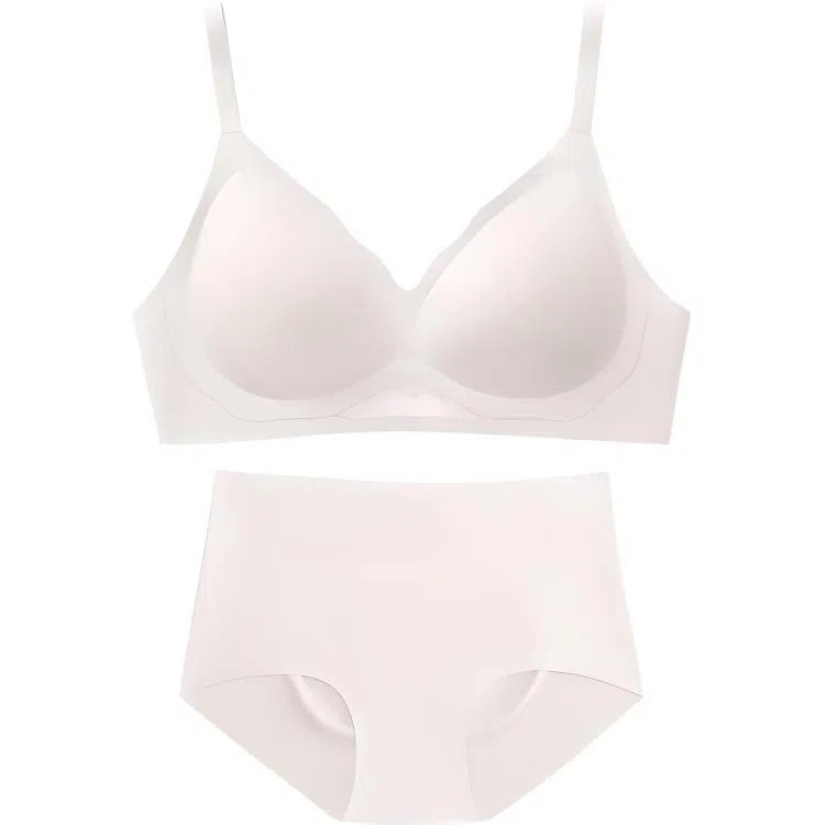 素肌良品 无痕聚拢裸感纯色内衣裤套装 女款