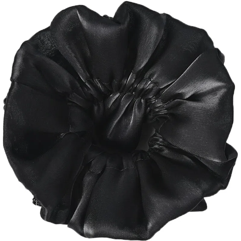 左欧 高级感网纱双层褶皱黑色发绳扎头发皮筋不伤 发圈 女款