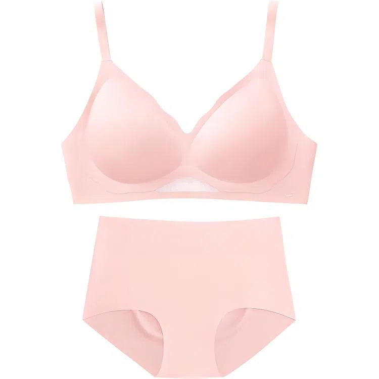 素肌良品 无痕聚拢裸感纯色内衣裤套装 女款