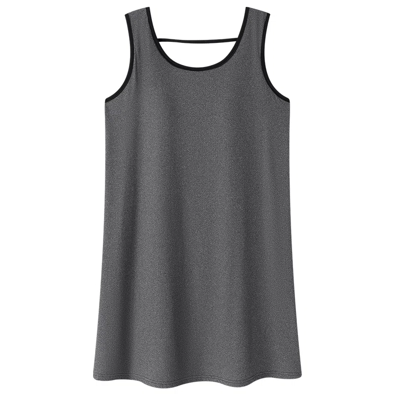 莫代尔 舒适亲肤高透气自带胸垫防凸点耐穿不易变形衣口防走光设计无袖背心居家休闲可外穿睡裙 女款 深灰色