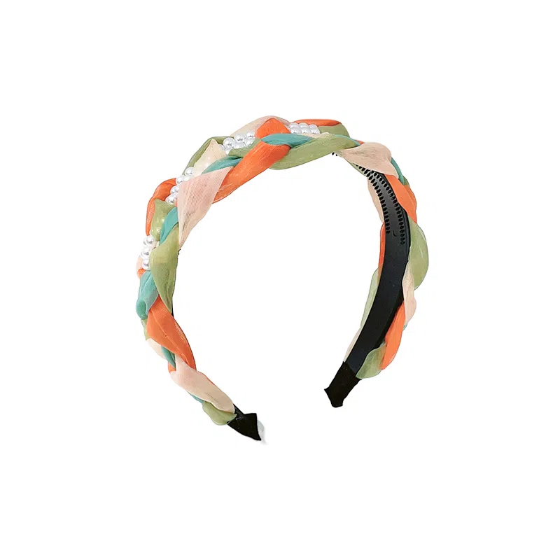 尚先生 彩色气质防滑高级编织欧根纱发箍高颅顶宽边发卡新款珍珠 头箍 女款