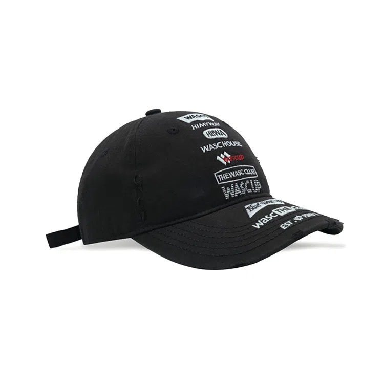 浪莎 潮牌设计字母重工刺绣潮酷高街破洞 棉 鸭舌帽 男女同款情侣款