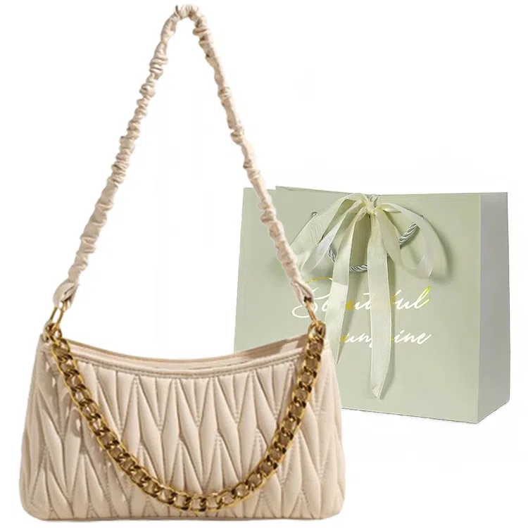 JIANGLIDA Pleated Chain Bag