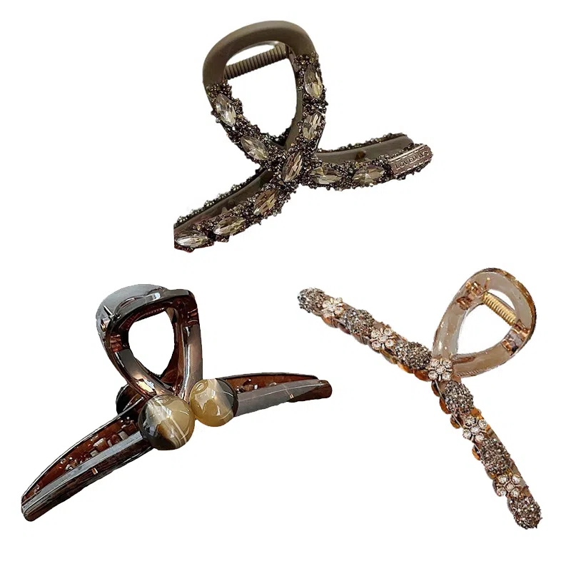 妖娆猫 气质水钻亚克力套装后脑勺盘发鲨鱼夹高级感高端 发夹 女款