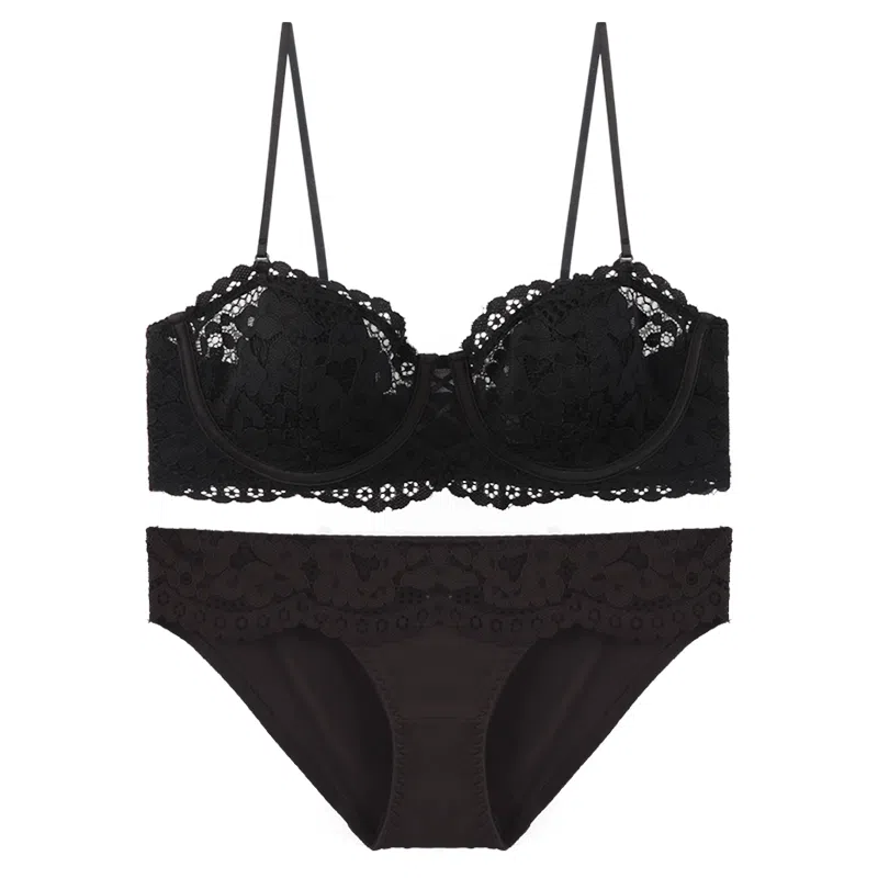 内在密码 文胸系列 防滑半杯蕾丝聚拢文胸合身内衣裤套装 女款