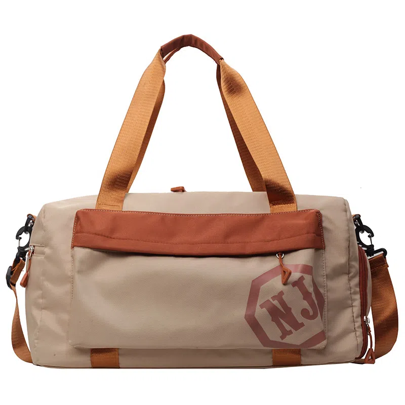 行途 大容量拼色设计 织物 手提健身包 大号 男女同款情侣款 黑色/米白色/蓝色/粉色/卡其色