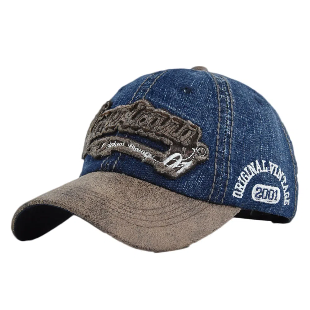 通勤必备神器 尚先生 美式复古牛仔拼接水洗做旧刺绣大头围显脸小遮阳帽 棉 聚酯纤维 鸭舌帽 男女同款情侣款