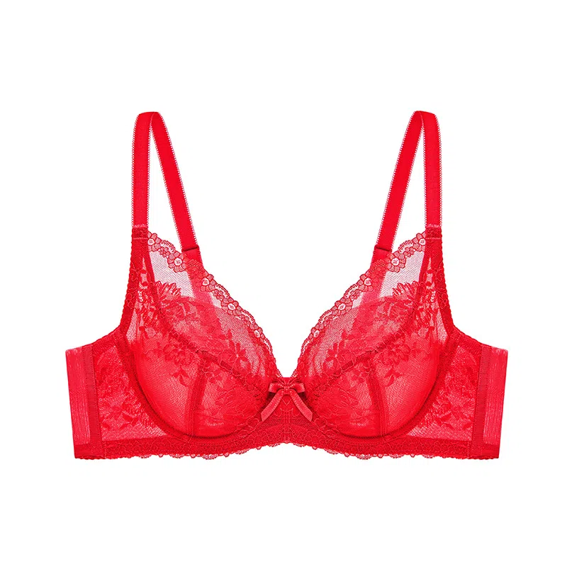 曼妮芬 蕾丝大胸显小薄软钢圈大杯文胸 女款