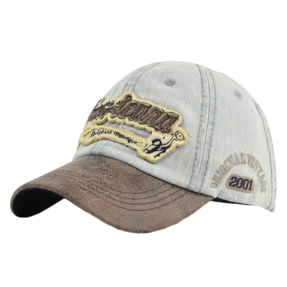 通勤必备神器 尚先生 美式复古牛仔拼接水洗做旧刺绣大头围显脸小遮阳帽 棉 聚酯纤维 鸭舌帽 男女同款情侣款