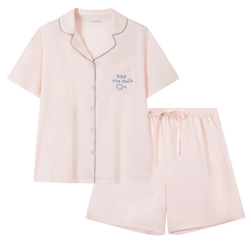 舒雅 梭织透气翻领睡衣套装 女款