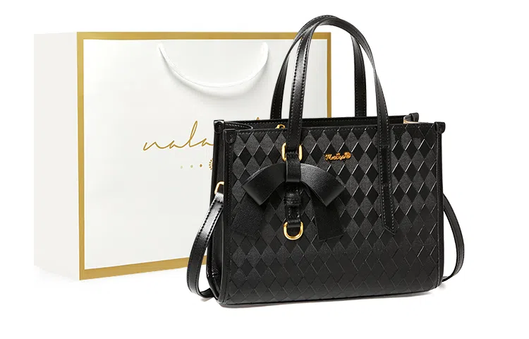 纳兰杜 女包通勤百搭大容量实用休闲女士包包 牛皮拼合成革 手提包托特包单肩包斜挎包 常规 女款 米白拼杏/子夜黑