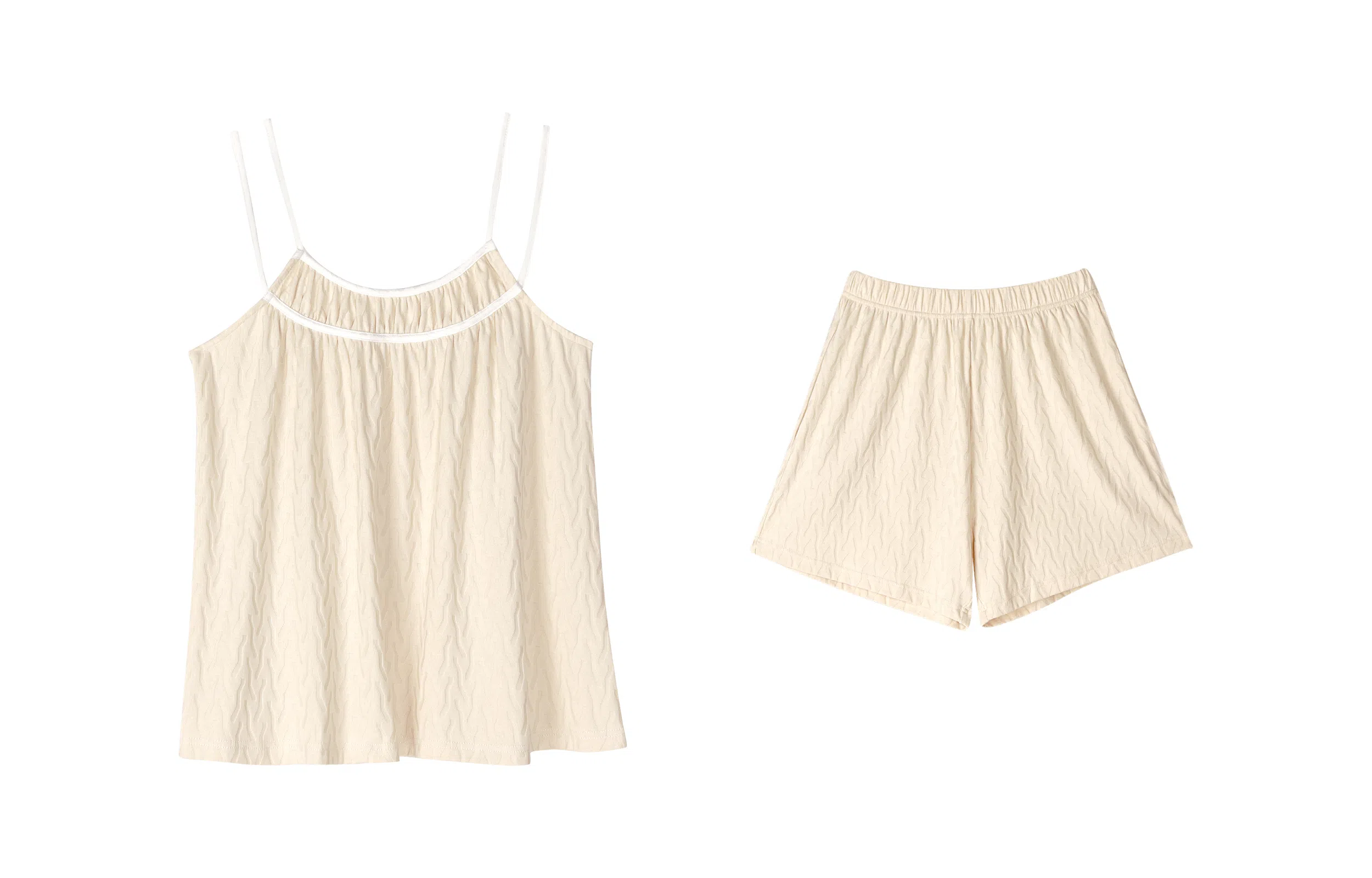 歌倩雅 性感纯欲风凉感型无袖吊带松紧腰短裤睡衣套装 女款 棕色