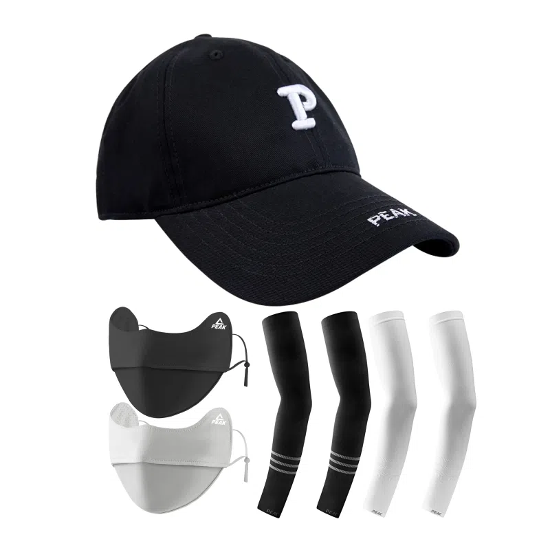 匹克 时尚简约百搭字母绣花春夏户外旅游出街防晒帽韩版棒球帽套装 棉 鸭舌帽 男女同款情侣款 多色