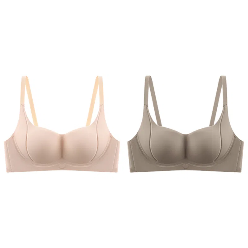 莫代尔 小胸聚拢饱满内衣显大无痕无钢圈薄款防下垂无钢圈软支撑透气美背胸罩文胸 女款 组合装