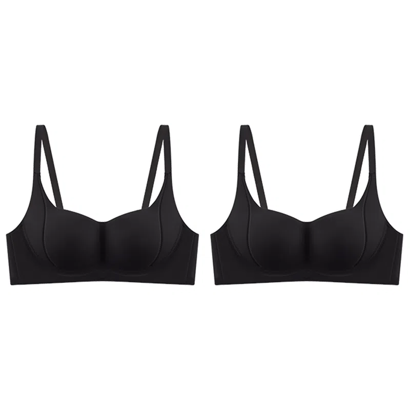 莫代尔 小胸聚拢饱满内衣显大无痕无钢圈薄款防下垂无钢圈软支撑透气美背胸罩文胸 女款 组合装