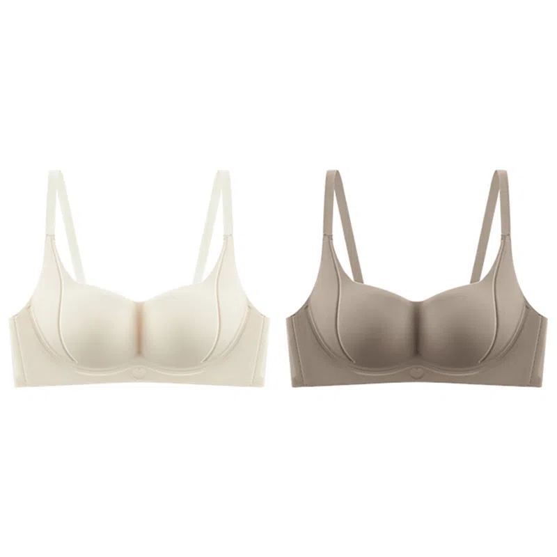 莫代尔 小胸聚拢饱满内衣显大无痕无钢圈薄款防下垂无钢圈软支撑透气美背胸罩文胸 女款 组合装