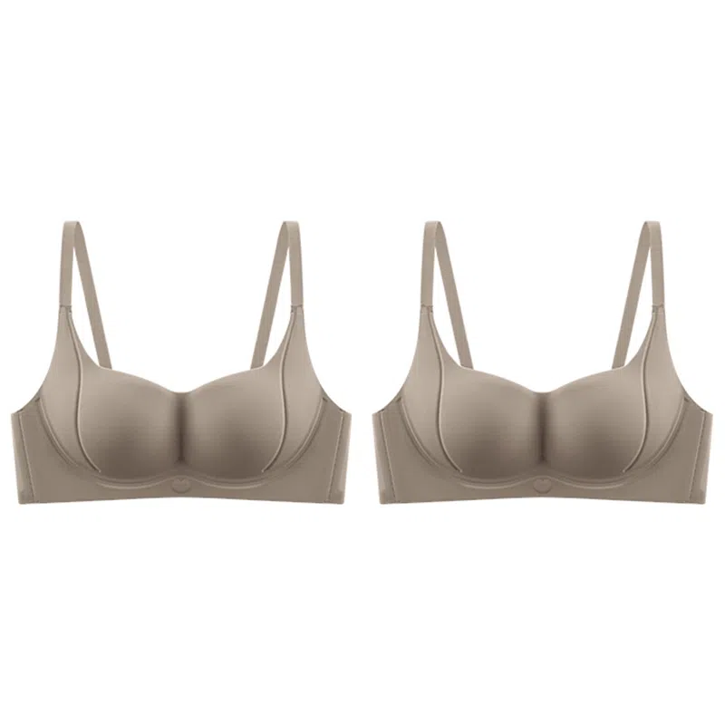 莫代尔 小胸聚拢饱满内衣显大无痕无钢圈薄款防下垂无钢圈软支撑透气美背胸罩文胸 女款 组合装