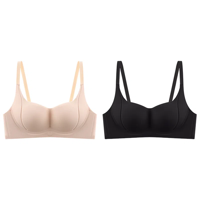 莫代尔 小胸聚拢饱满内衣显大无痕无钢圈薄款防下垂无钢圈软支撑透气美背胸罩文胸 女款 组合装