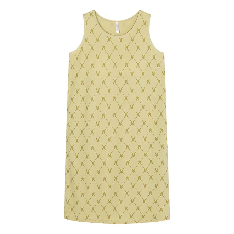 睦隆世家 时尚清凉透气休闲韩系无袖背心裙带胸垫防凸点可外穿夏季睡裙 女款 抹茶色