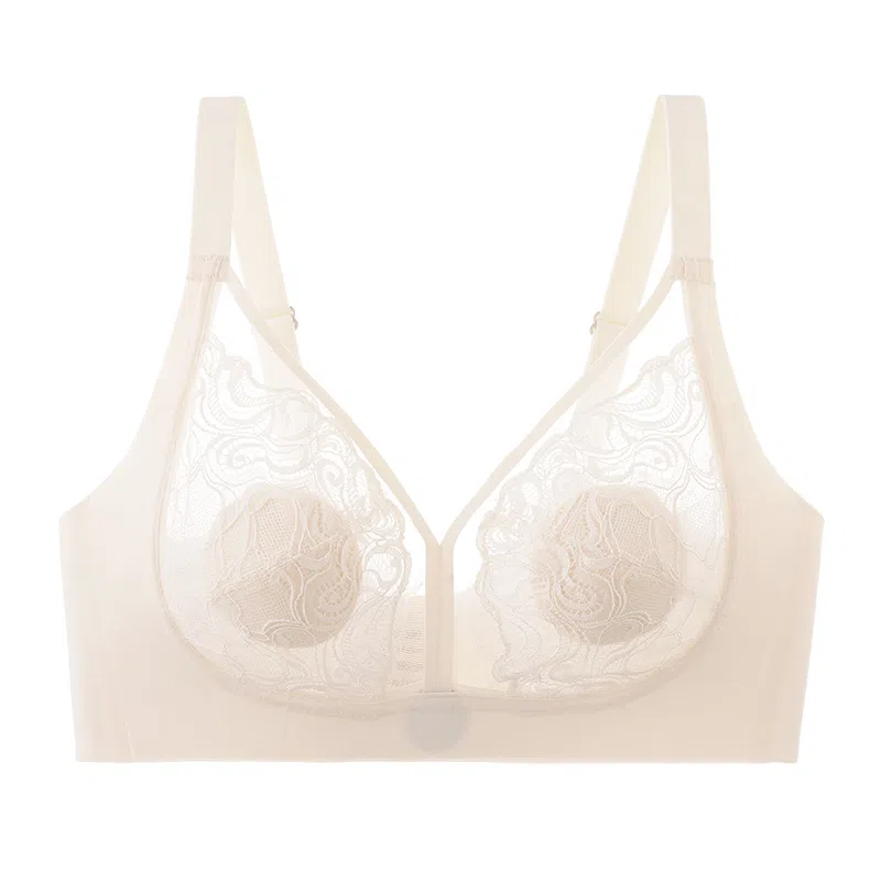 莫代尔 蕾丝性感薄款聚拢大胸显小美背防下垂收副乳柔软无痕轻薄裸感亲肤收副乳文胸 女款
