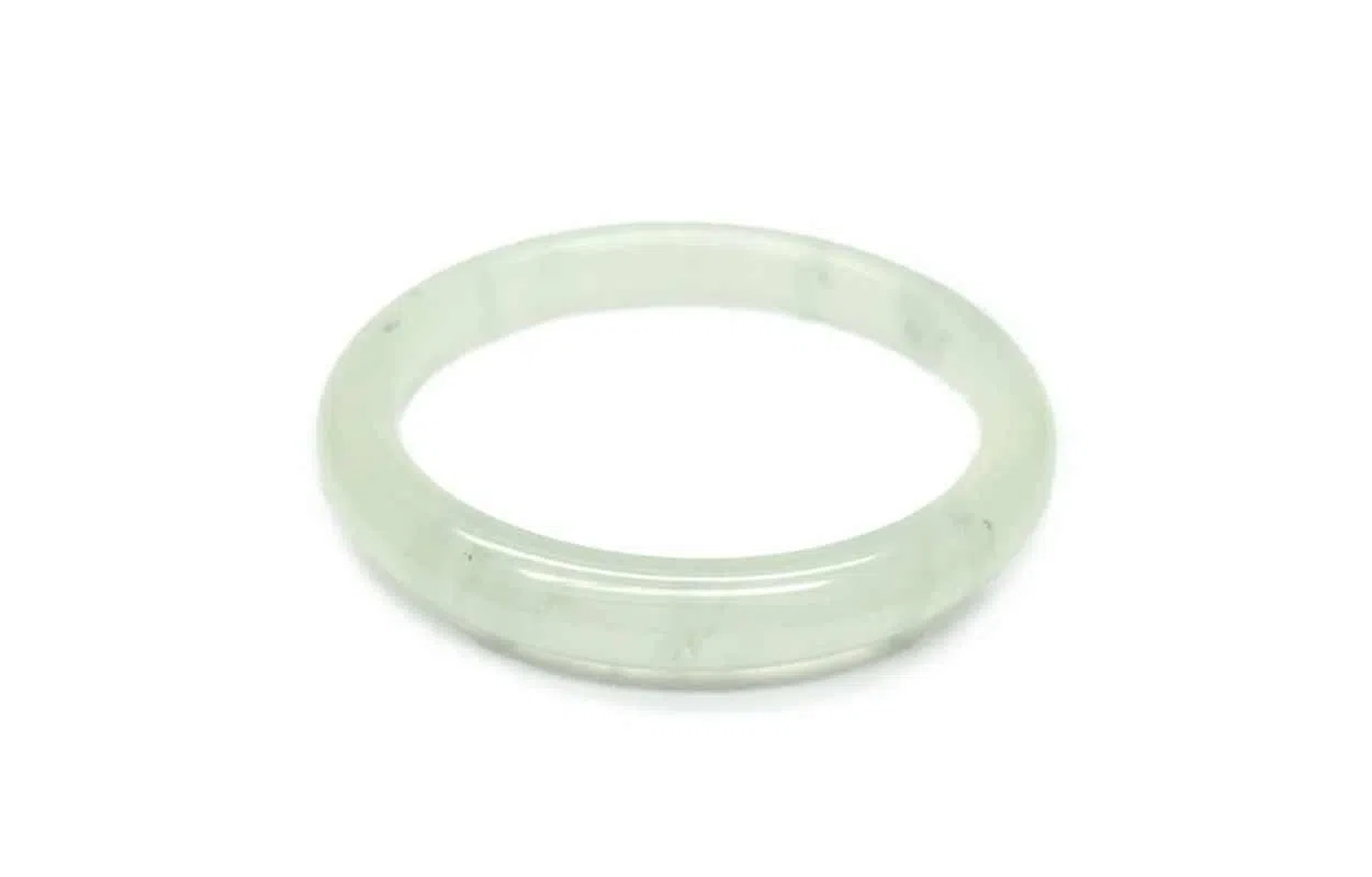 百利金 糯白素玉 优雅精致简约大气国潮新中式复古民族风本命年冰透手饰 岫玉（蛇纹石玉） 玉石手镯 女款