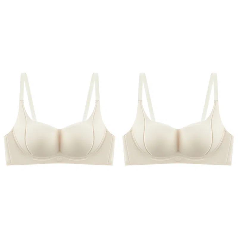 莫代尔 小胸聚拢饱满内衣显大无痕无钢圈薄款防下垂无钢圈软支撑透气美背胸罩文胸 女款 组合装